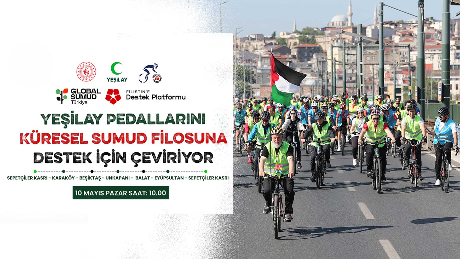 Yeşilay'dan "Küresel Sumud Filosu"na Destek: Tarihi Yarımada Bisiklet Turu